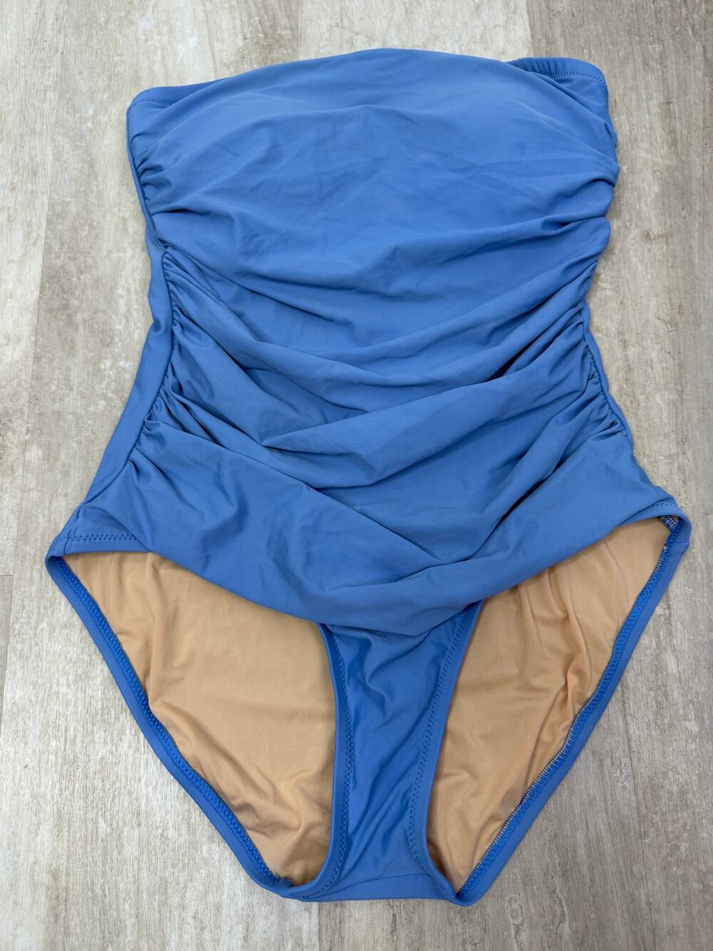 J.Crew Ruched Bandeau One Piece Swimsuit Size 8 Seacoast Blue